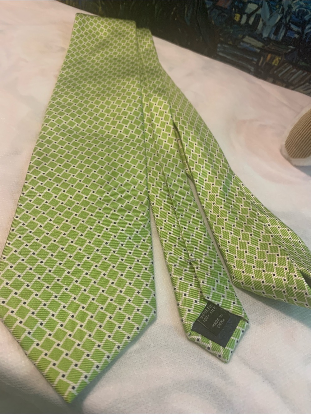Jos. A. Bank Lime Green Geometric Silk Tie